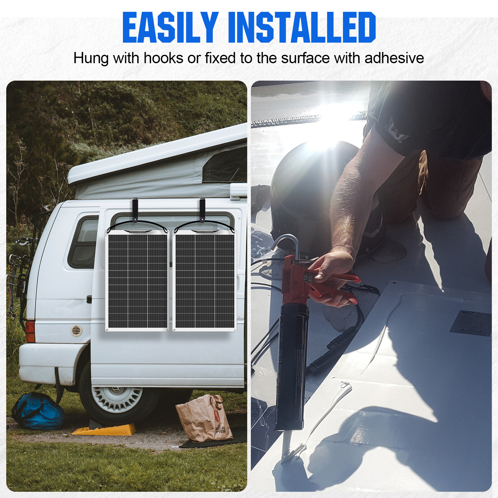 100W 300W Watt 12V Portable Flexible Solar Panel Kit RV Camping Off-Grid Rooftop