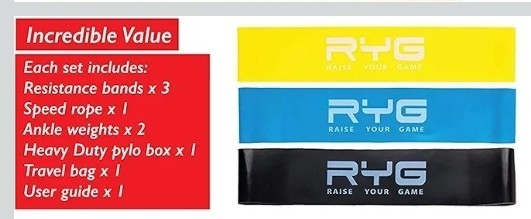 RYG Plyo Step/Riser Set Puzzle Locking Design, Bands, Rope, Ankle Weights