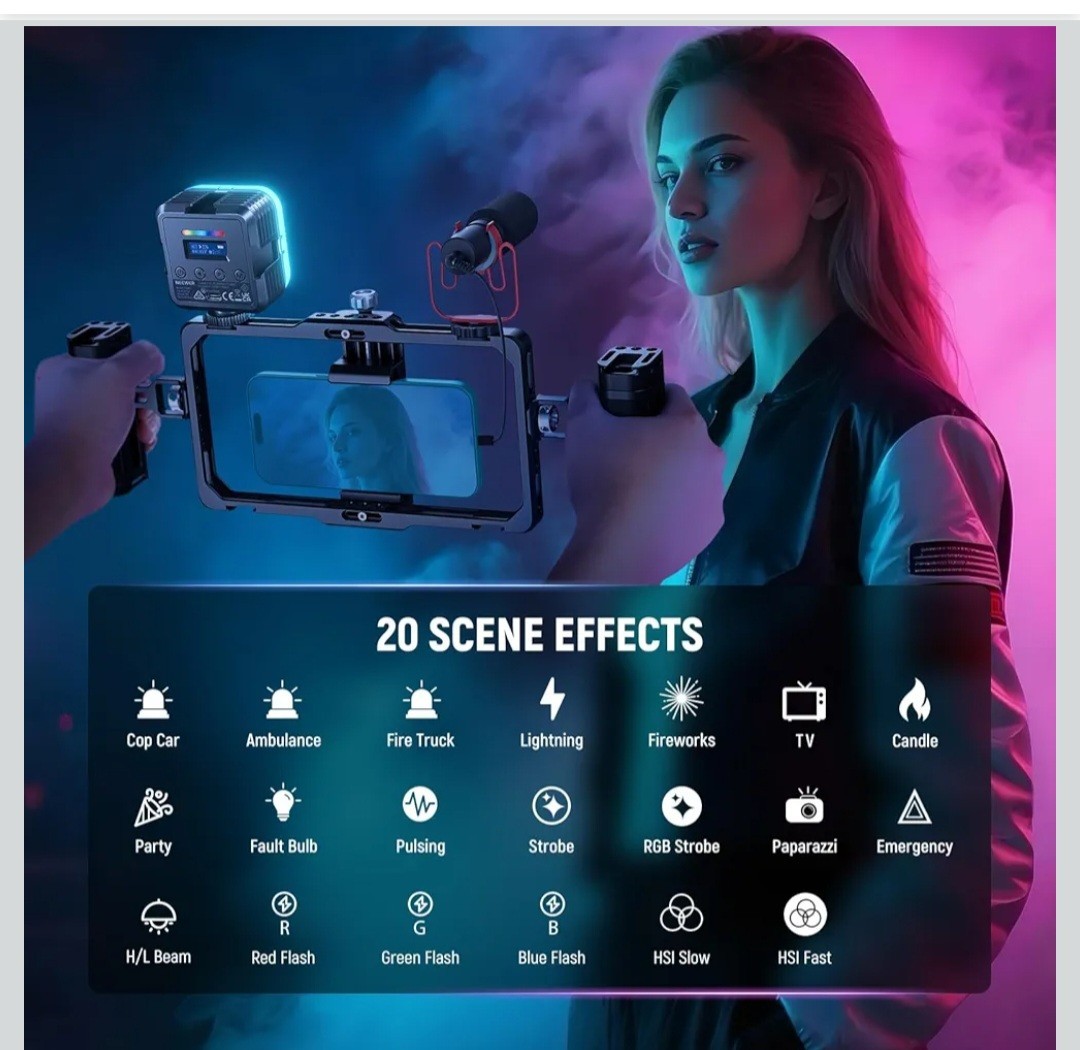 NEEWER Magnetic RGB Camera Light, 360° Full Color RGB61 Small LED Panel BRIGHT!