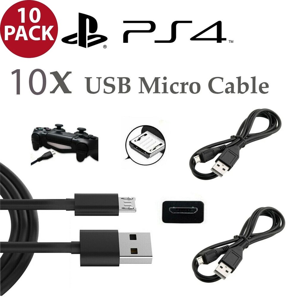 10x Micro USB wire Charging Cable for PS4 Dualshock Controller & Android phone