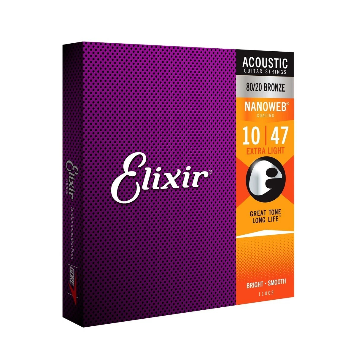 Elixir 11002 Nanoweb Coated 80/20 Bronze Acoustic Guitar Strings gauges 10-47 AN