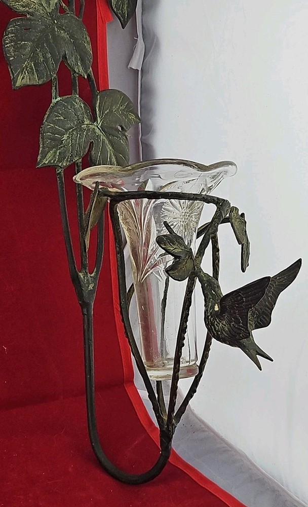 Original Antique Solid Copper Hummingbird Wall Sconce