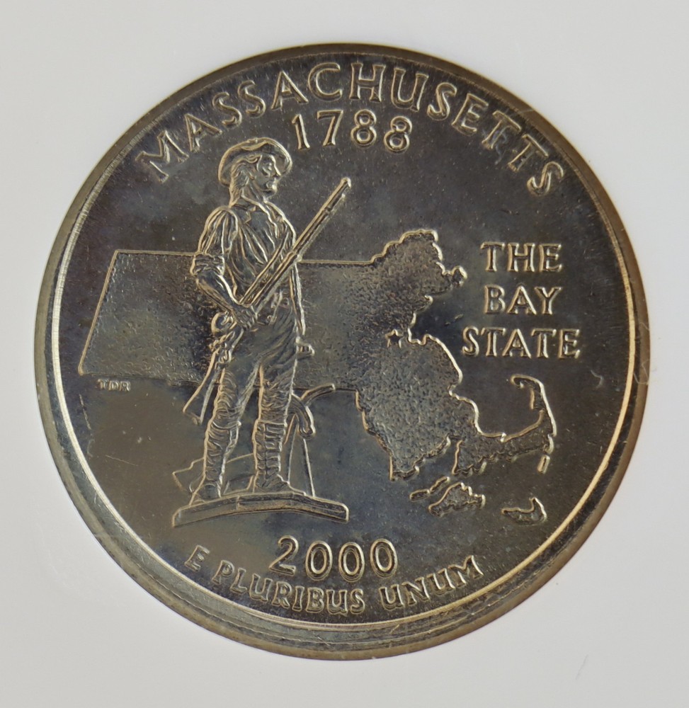 2000 Massachusetts State Quarter Partial Collar NGC MS65