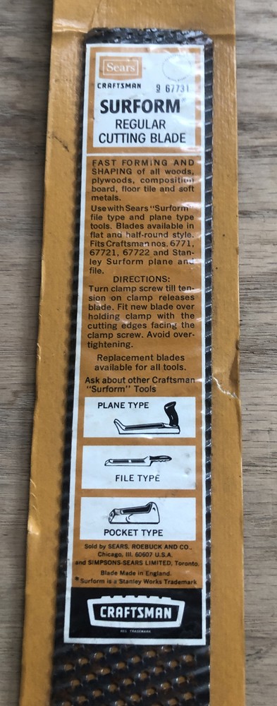FIVE CRAFTSMAN CROWN LOGO REPLACEMENT SURFORM CUTTING BLADES