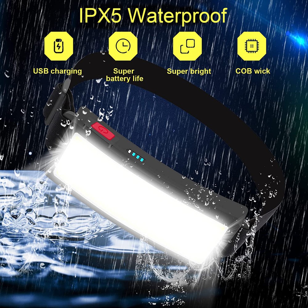 USB Rechargeable COB LED Headlamp Headlight Torch Work Light Camping Lamp