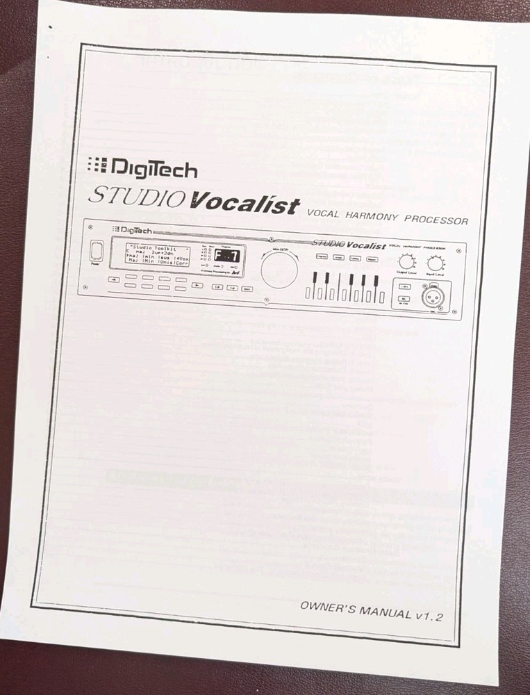 DigiTech Studio Vocalist Vocal Harmonizer Rack Mount Effect Processor W/Manual