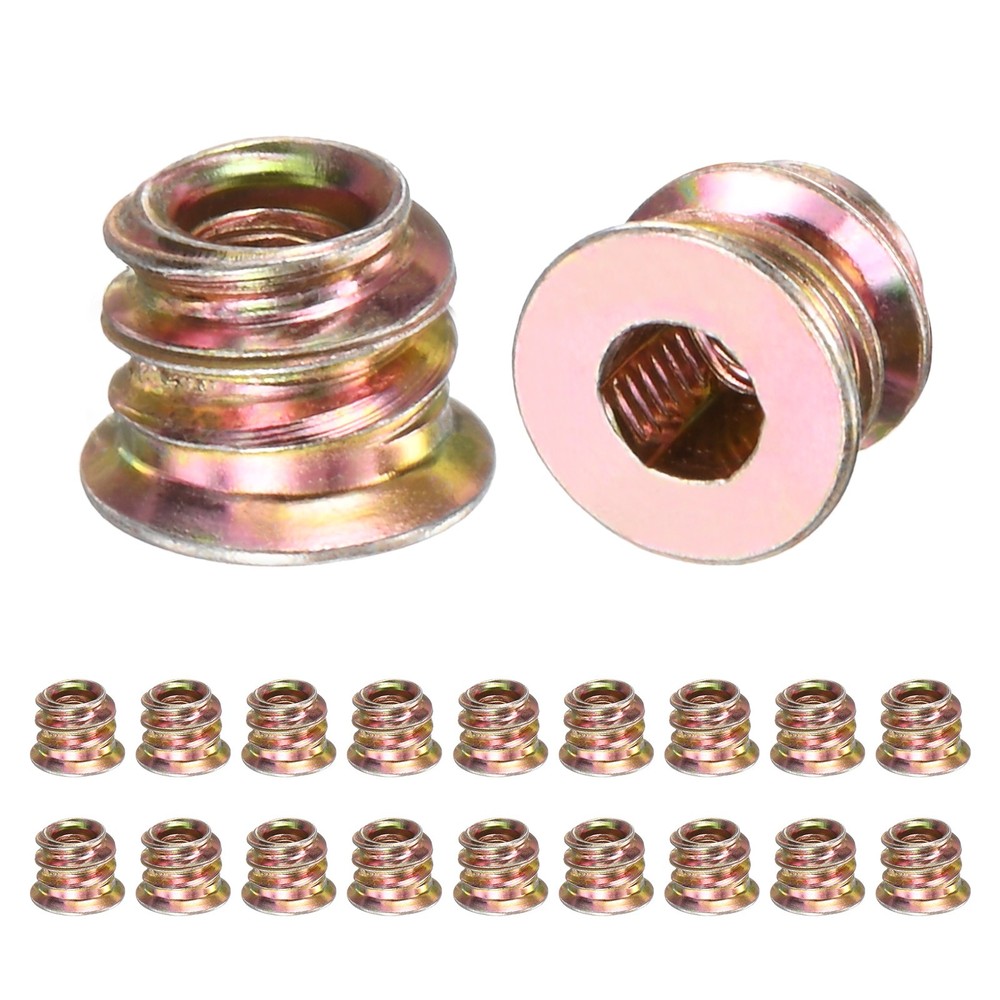 20-Pack Threaded Inserts for Wood, M4x8mm Threaded Insert Nuts [Gold Tone]