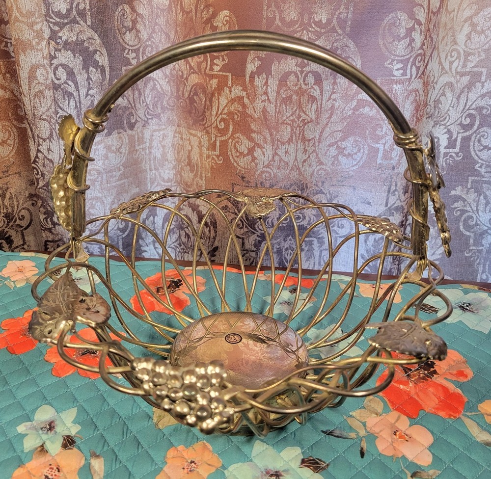 Godinger Silver Art Co Ltd Grape Leaf Swing Handle Silver Plate Basket