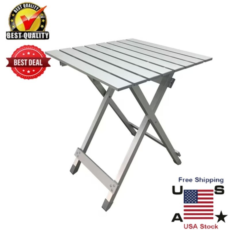 Portable Aluminum Camping Side Table Folding Lightweight Table Silver