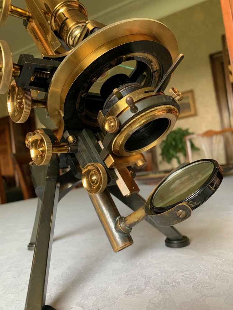 Antique W. Watson & Sons "Royal" Mono/Binocular Brass Microscope - c1901, Cased