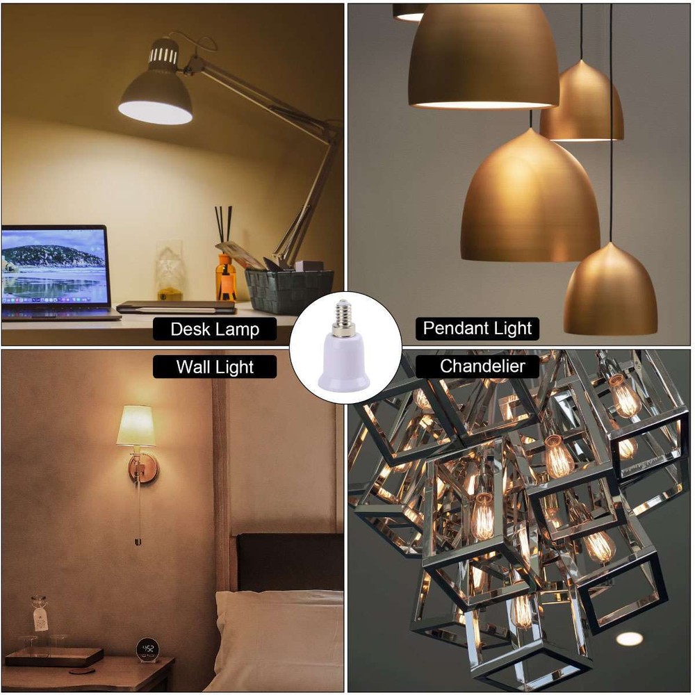 10pc E12 to E26/E27 Light Bulb Socket Adapter Standard Base Chandelier Converter