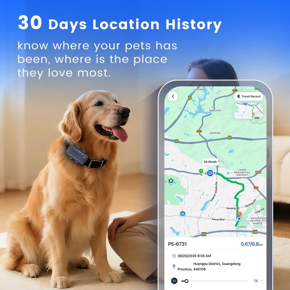 Cat Tracker Dog Tracking Device with Real-Time Location | Activity Sleeping M...