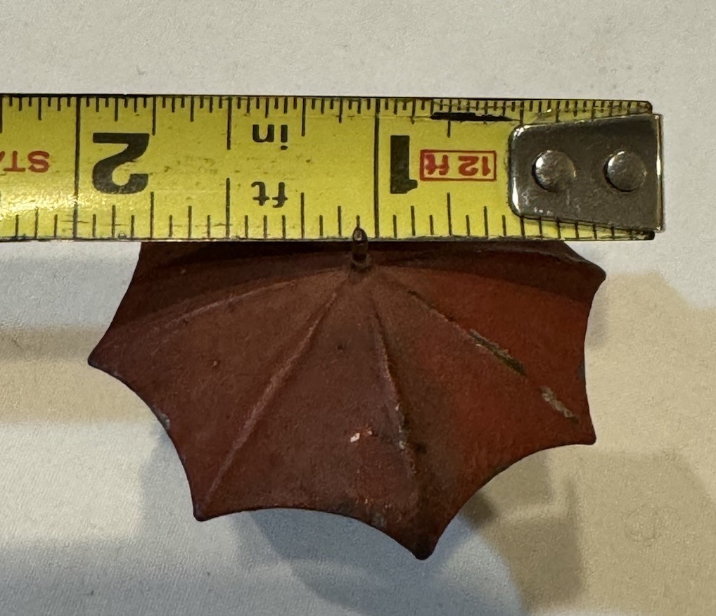 Antique Austrian Bronze Pair of Owls with Red Umbrella- Hand Painted 2in