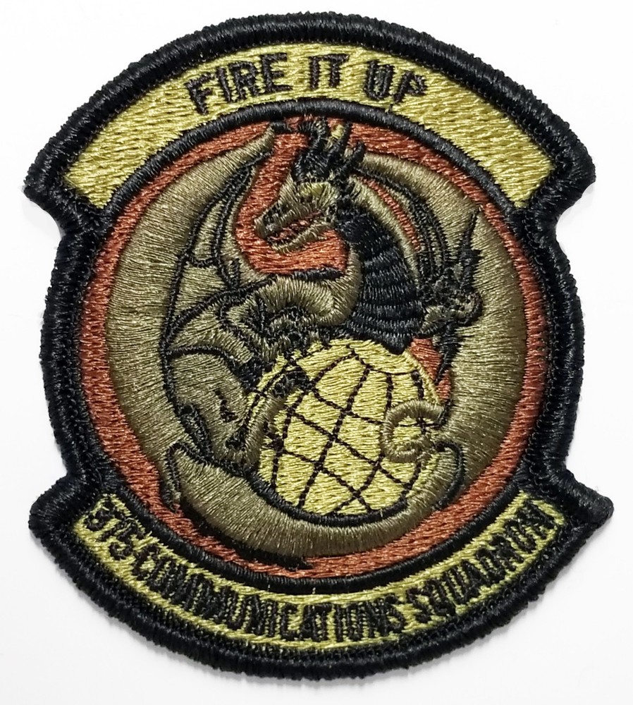 US Air Force 375th Communications Squadron Subdued Hook Back Patch