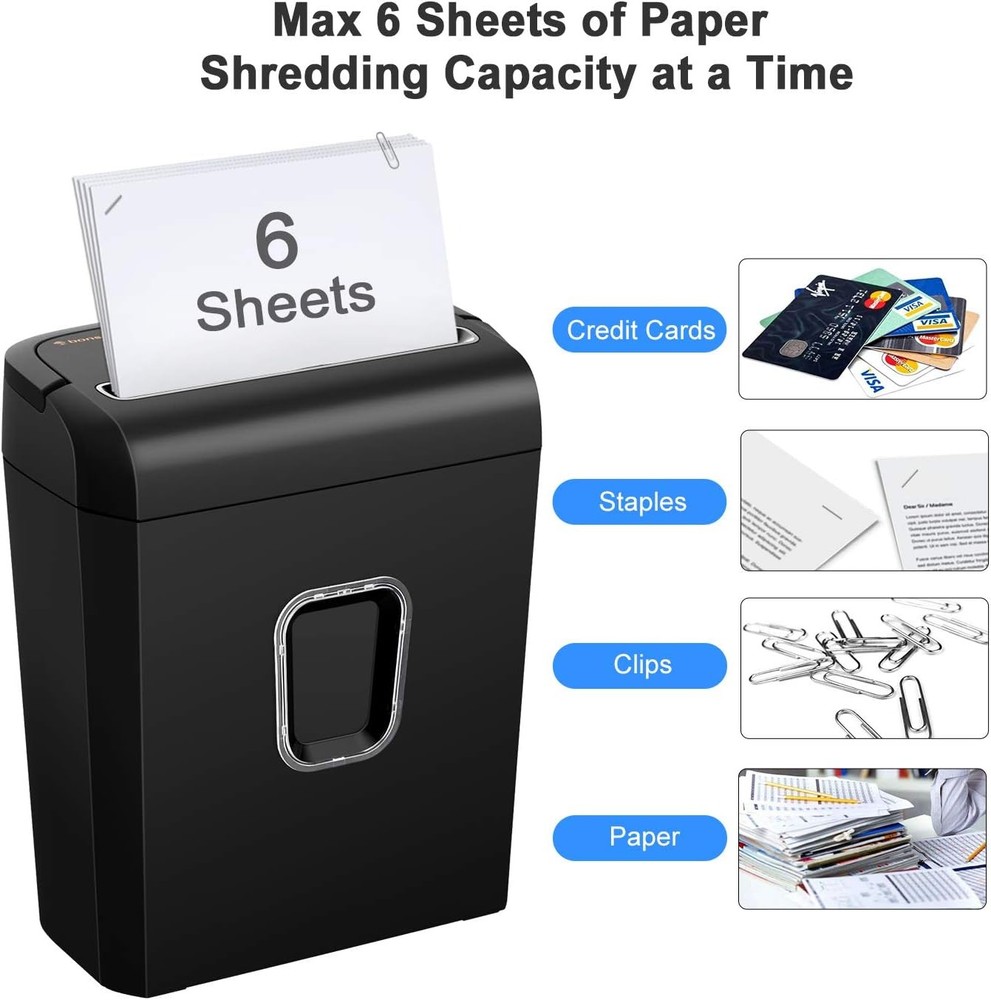 6-Sheet Micro-Cut Paper Shredder P-4 High-Security Home & Small Office Use