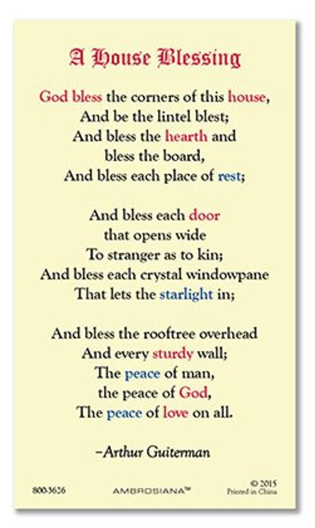 Laminated A House Blessing Holy Prayer Card Catholic Christian Jesus Knocking