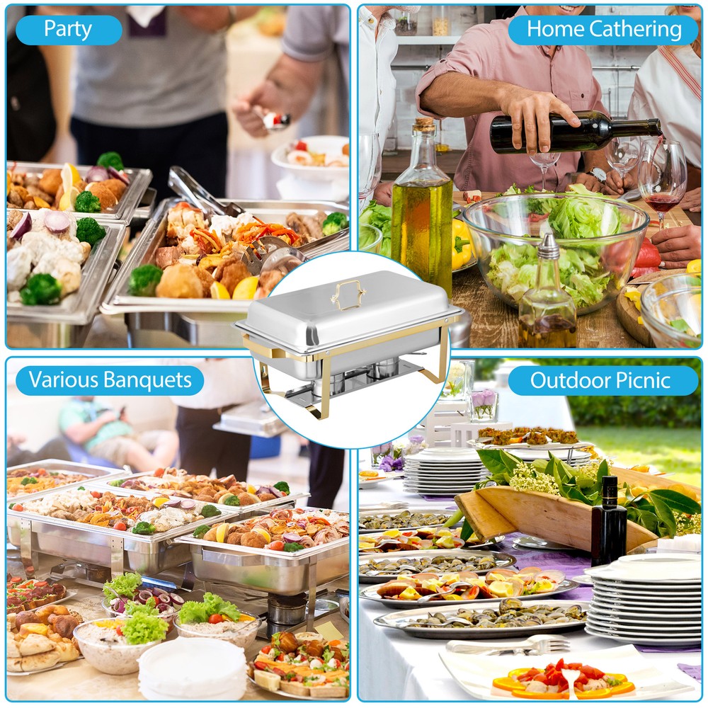 8 Pack Chafing Dishes Buffet Set 8 Qt Rectangular Chafer and Buffet Warmer Set