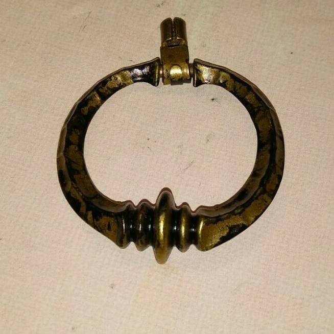FURNITURE Hardware Drawer Ring Pull Backplate 2" Diameter Black and Gold
