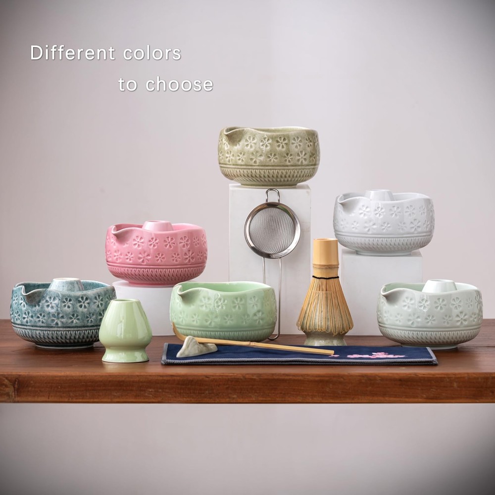 Buucup Matcha Whisk Set, Ceramic Kit Set Includes 7 Pcs, White