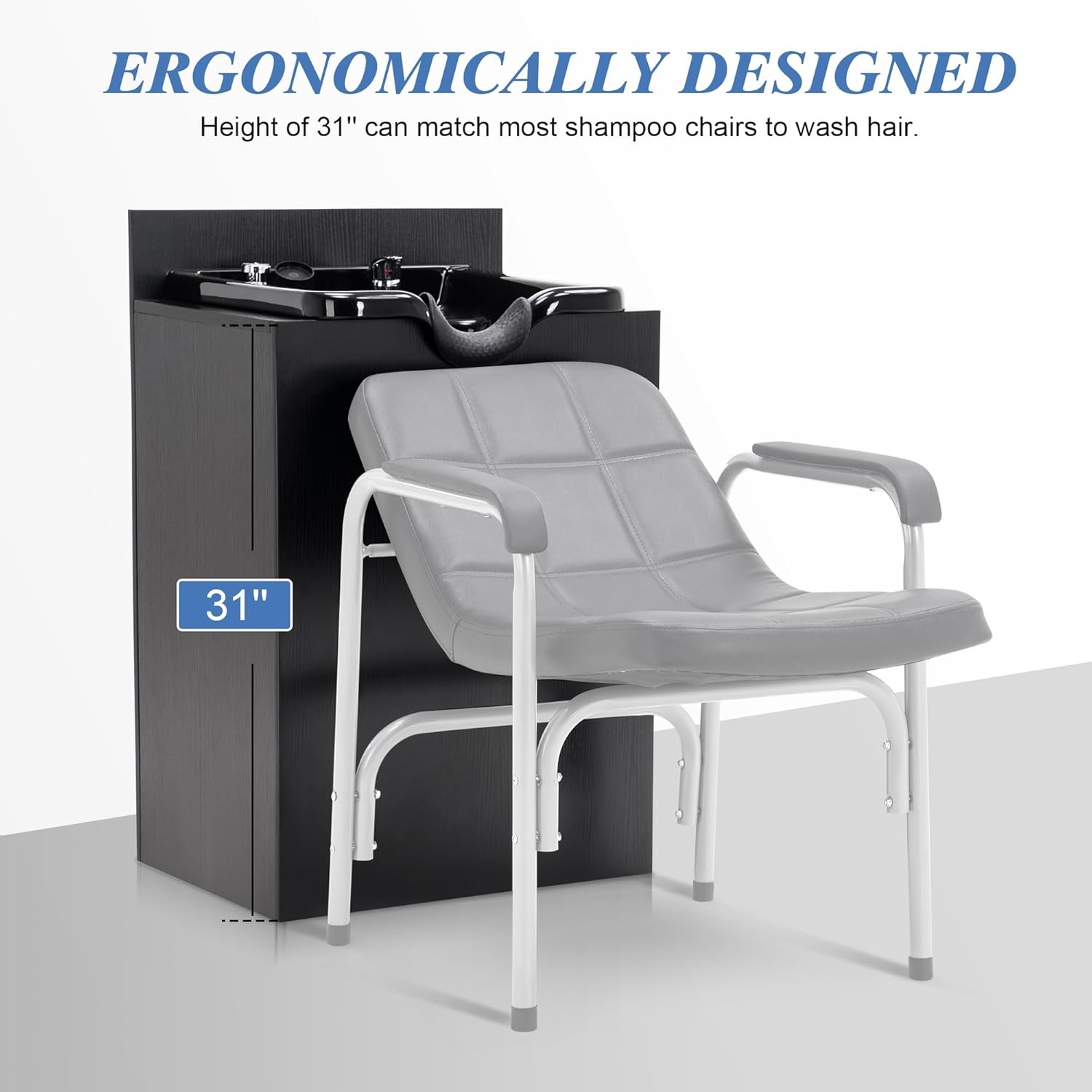 Hair Salon Shampoo Station, Barber SPA Shampoo Backwash Cabinet with Bowl 7134