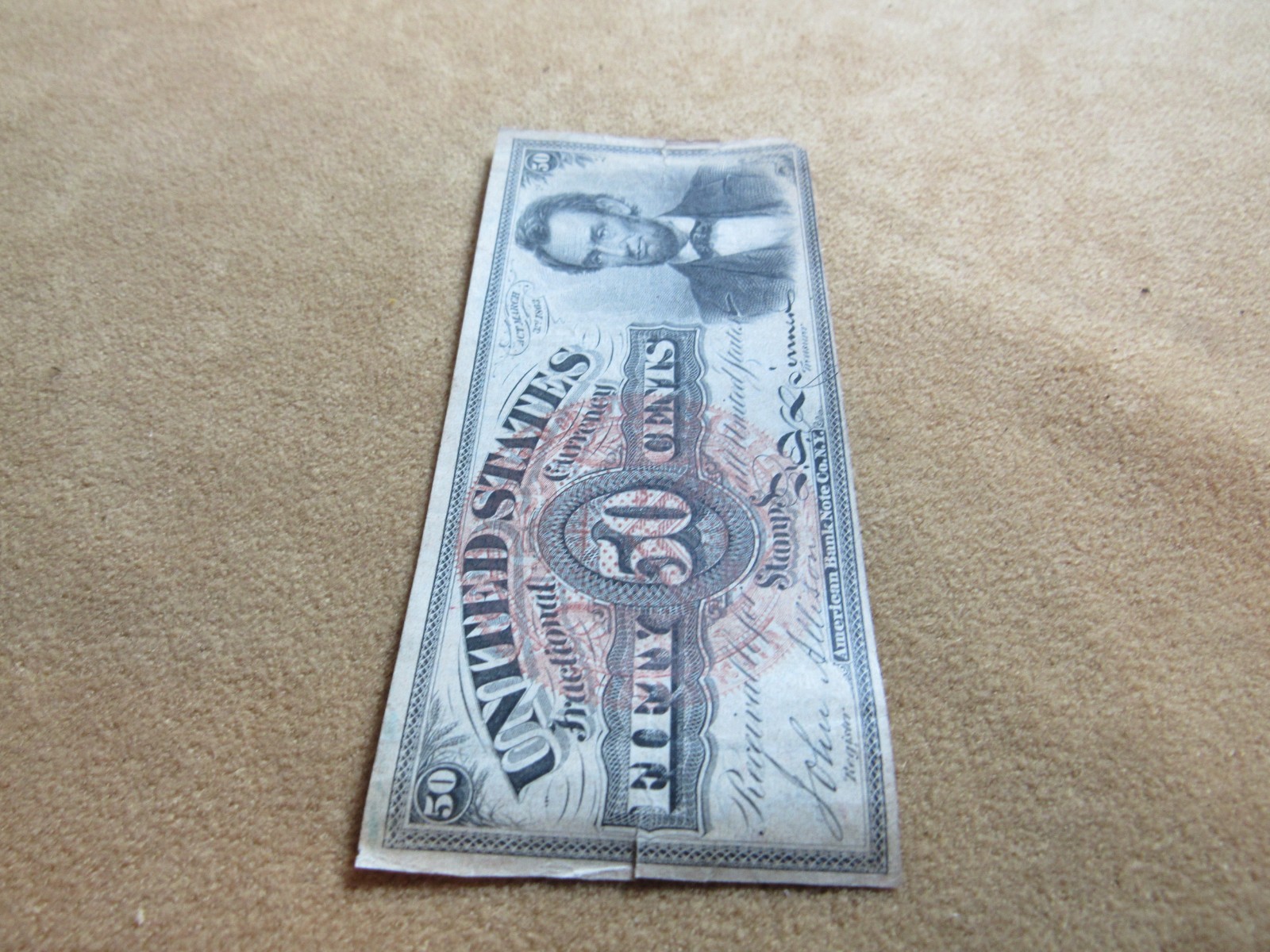 Civil War 1863 US Fractional Currency Note Abe Lincoln Fifty Cents 50