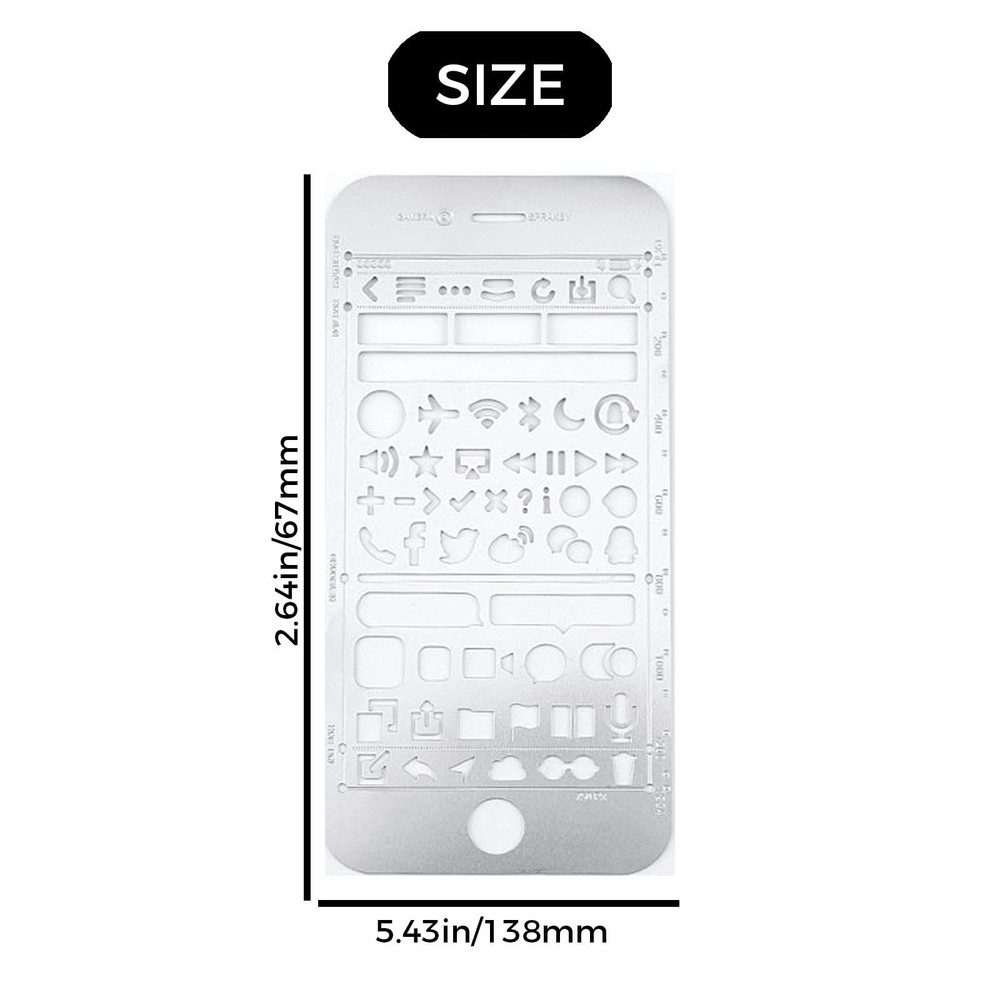 Stainless Steel Stencil Ruler, Multi-Function Hollow Drawing Template for Art...
