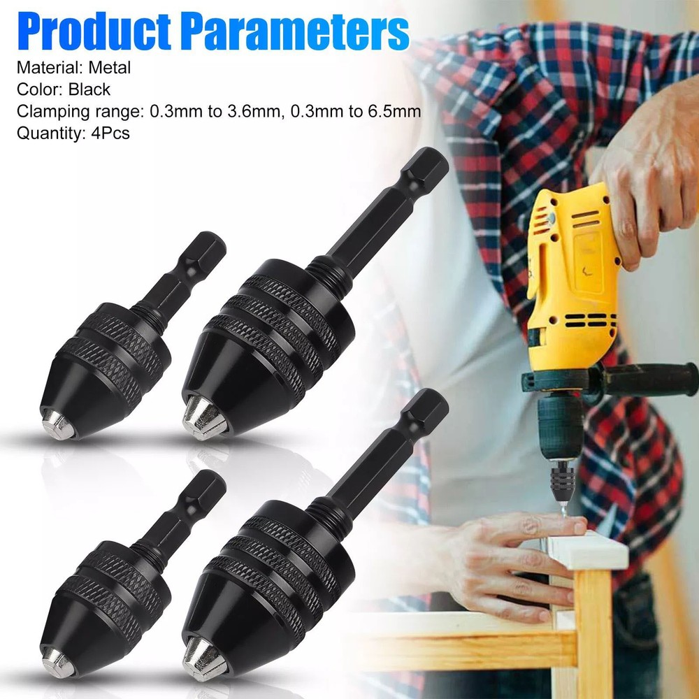 4Pcs 1/4-inch hex shank Versatile Conversion Drill chuck suitable for drills