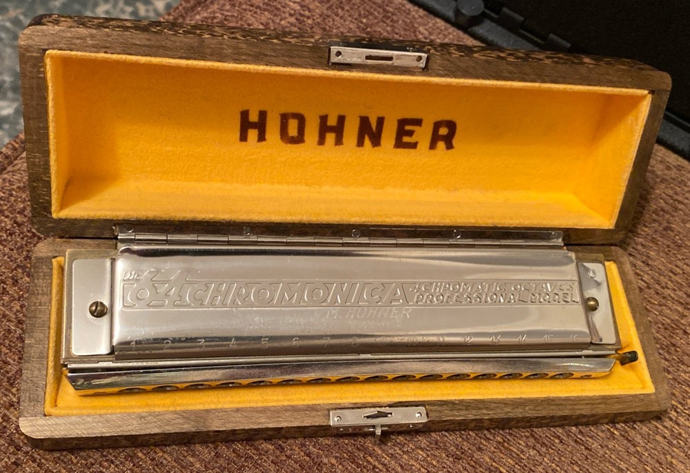 Vintage Hohner 64 Chromonica Professional Harmonica with Original Case