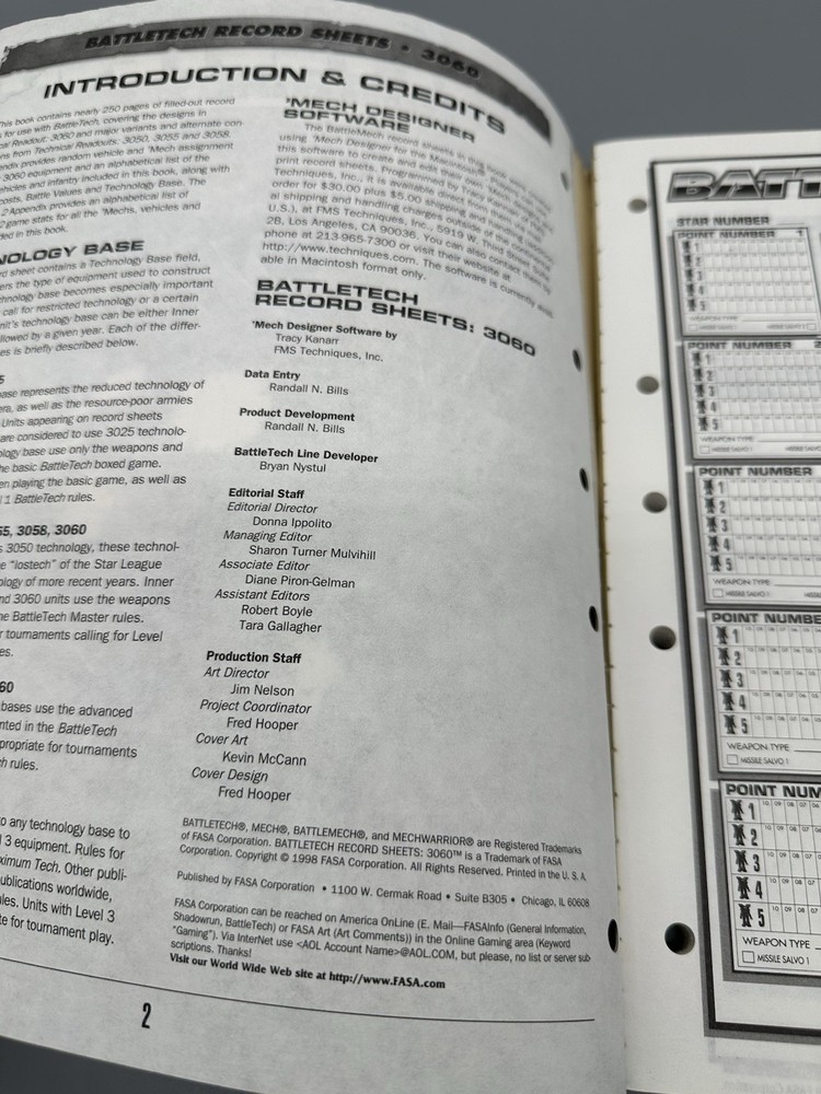 BattleTech Record Sheets 3060 Catalyst 2010 Book 35166 OOP