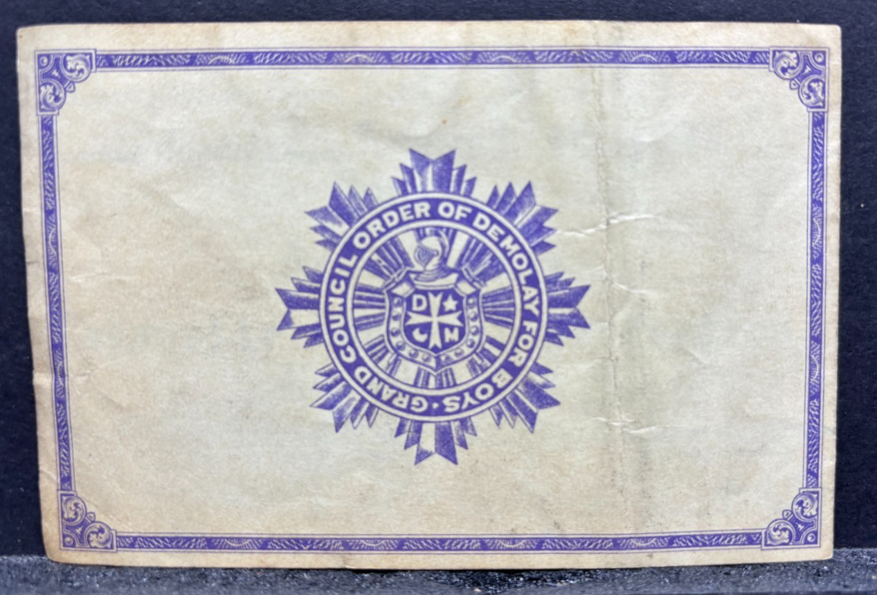 Vintage Order of De Molay for Boys Greeting Card, Used, Free Shipping