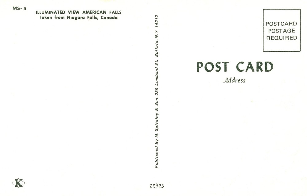 ILLUMINATED VIEW AMERICAN FALLS FROM NIAGARA FALLS, CANADA - PC1129