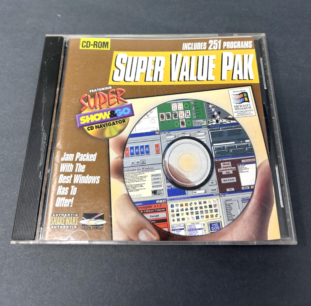 Super Value Pak 251 Programs 1990s CD-ROM W/ Instructions PC Super Show And Go