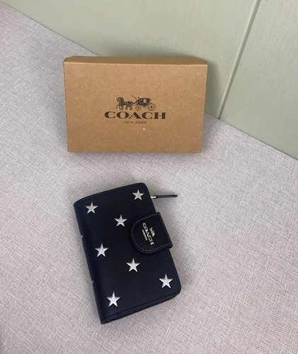 NEW COACH Medium Corner Zip Wallet With Star Print CW530 Black