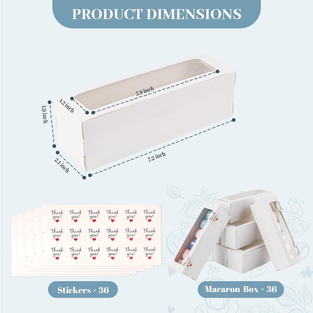 Versatile 36 Pack Macaron Boxes with Stickers - Perfect for Desserts & Gifting