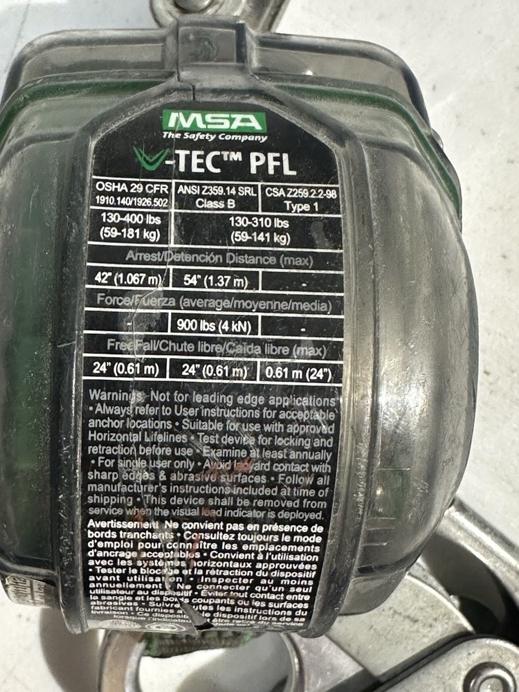 MSA V-TEC PFL Personal Fall Limiter