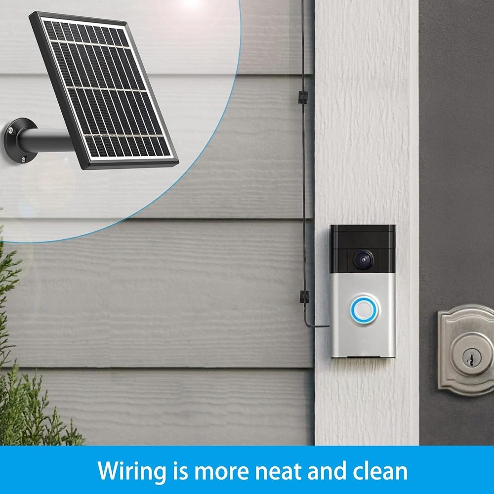 Continuous Power Solar Panel for Ring Doorbell 3/3 Plus/4 with Flexible Mounting