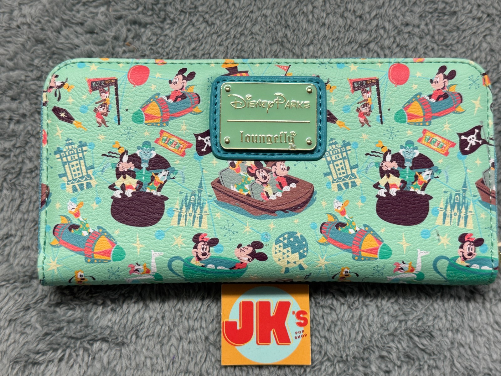 NEW Disney Loungefly Wallet Play In The Park Mickey And Friends Attractions