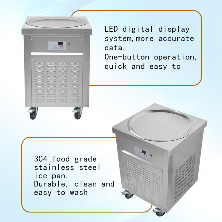 Kolice Commercial 22'' Single Round Pan Rolled Ice Cream Machine,Ice Pan Machine