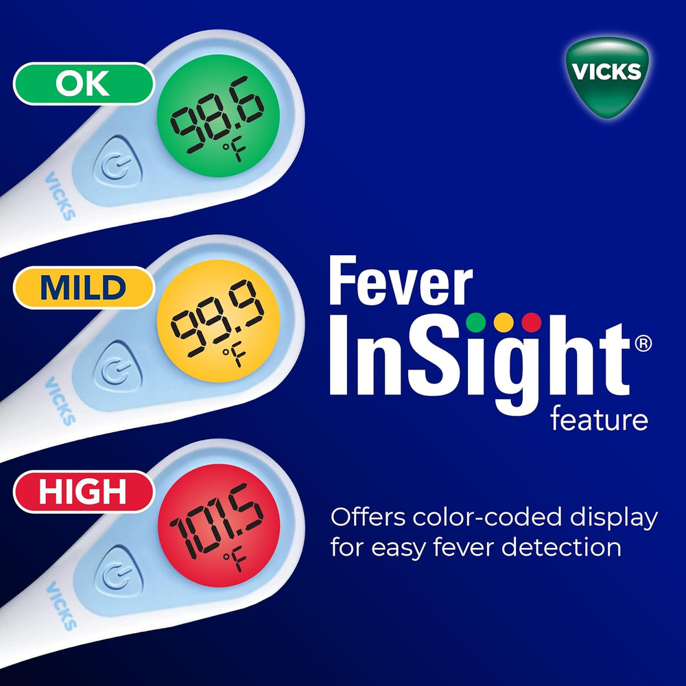 Vicks Speedread Digital Thermometer for All Ages with Color-Coded Readings