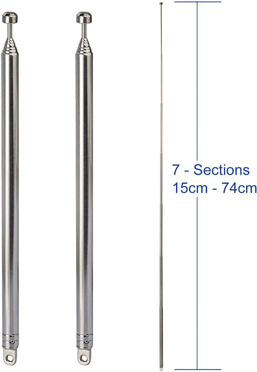2pk 7 Sections Telescopic 74cm AM FM Antenna Portable Radio Antenna Replacement