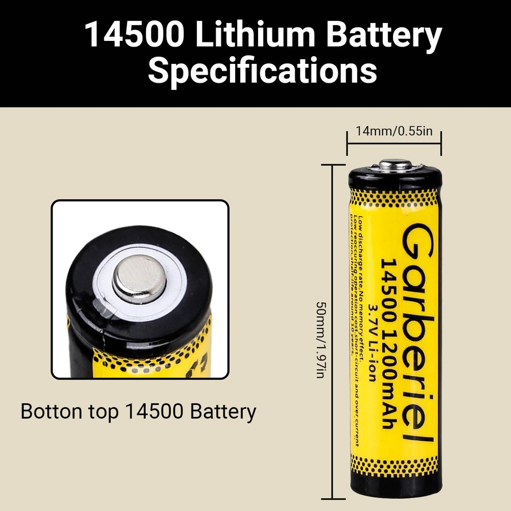 20PACK 3.7V 14500 Battery Rechargeable AA Lithium Batteries Cell for Flashlight