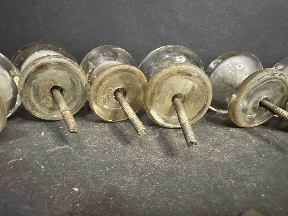 Set 8 Antique Glass Furniture Knobs Pulls, Lot 2
