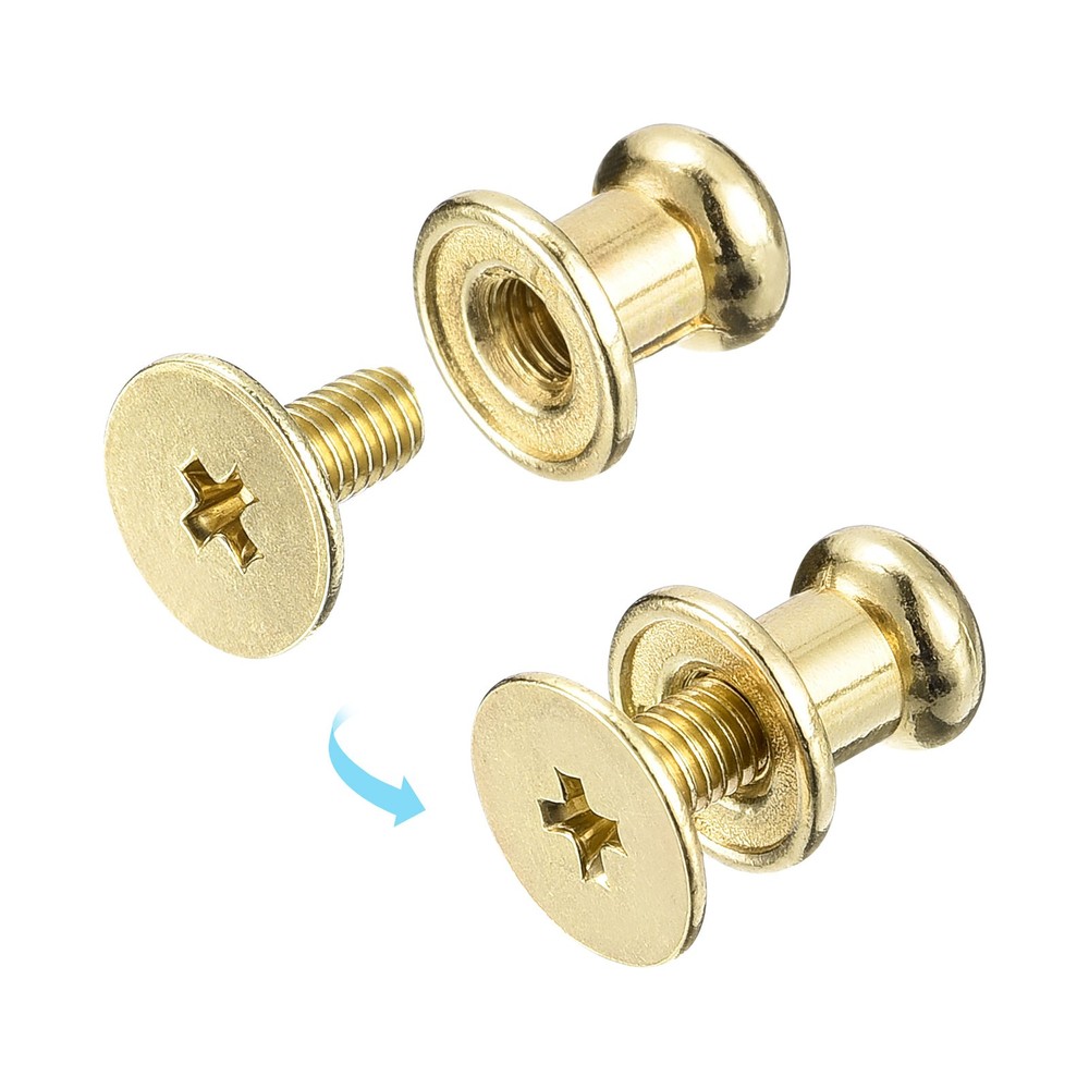 6mm Ball Head Stud Rivets Screw Back, 50Pack Round Head Button, Light Golden