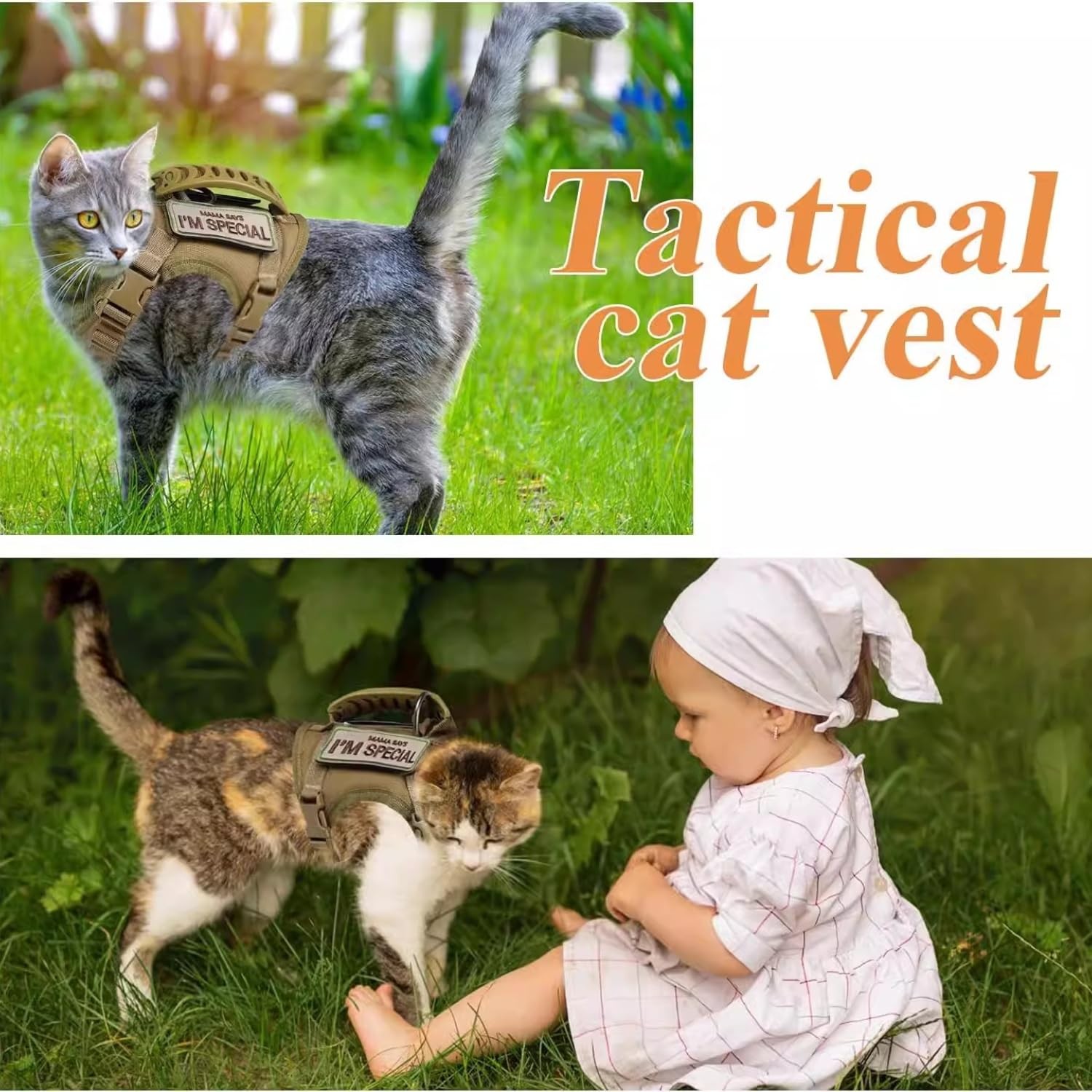 Tactical Cat Harness and Leash Set for Walking Escape Proof Adjustable Large ...