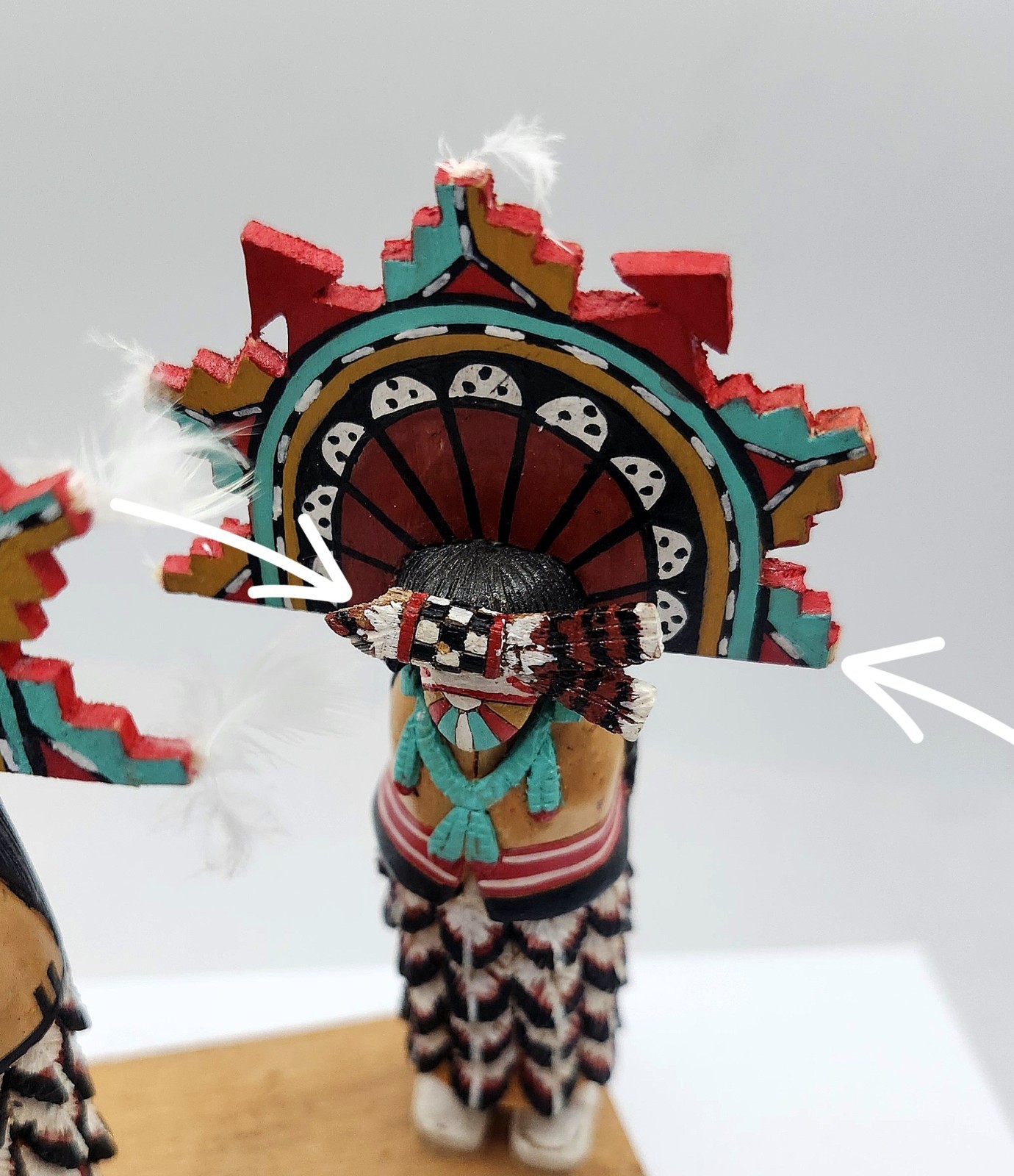 Vtg Wood Native American Hopi Salako Taka & Mana Kachina Figures M. Poseyesva Jr