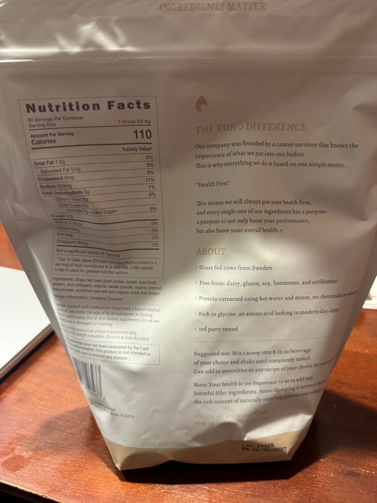 Kono Nutrition - Grass Fed Beef Protein Blend - Vanilla