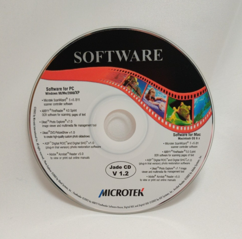 2003 Microtek Scanner Software JADE v 1.2 PC MAC CD-ROM 2003 - Disc Only
