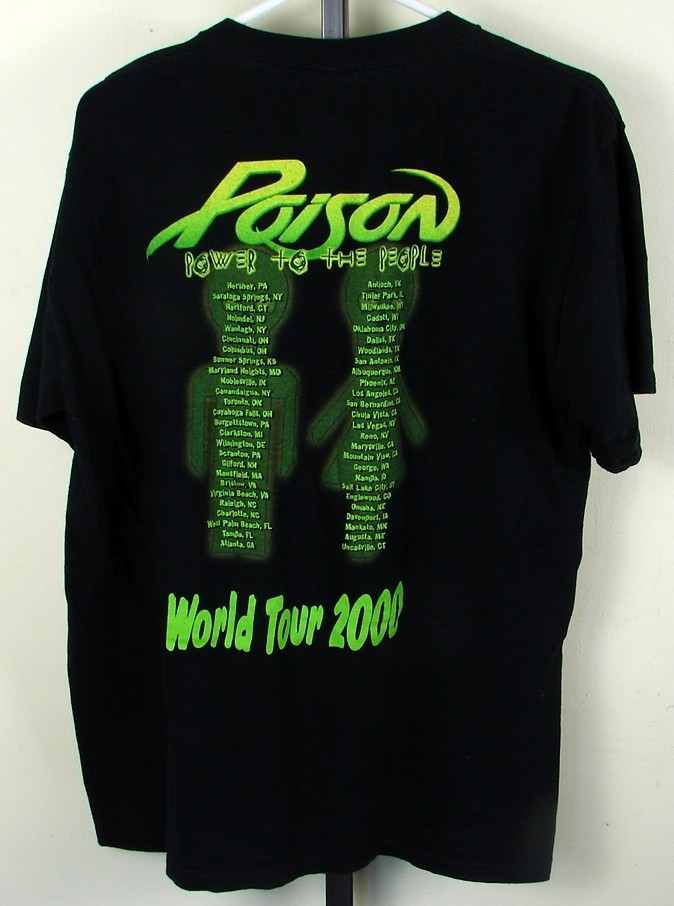 Poison Power To The People World Tour 2000 Black T Shirt Size L