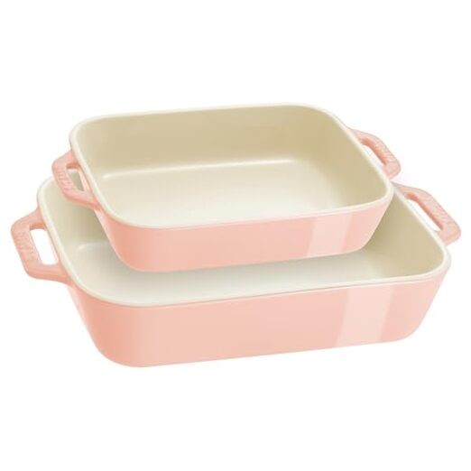 Staub Ceramic 2-pc Rectangular Baking Dish Set - Macaron Pastel Pink