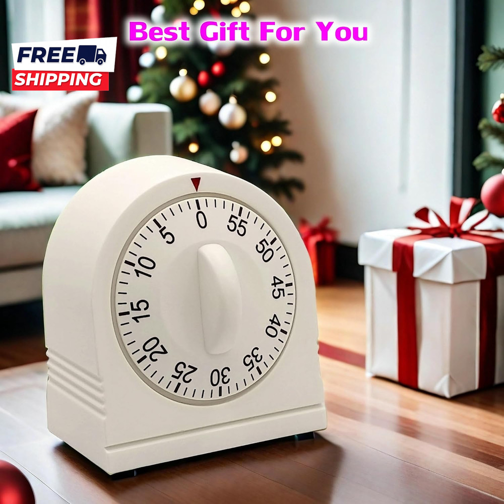 60 Minute Wind up Timer, Visual Mechanical Timer with Loud Alarm, Manual Countdo